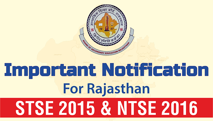 Rajasthan ntse & stse 2015-16 admit card