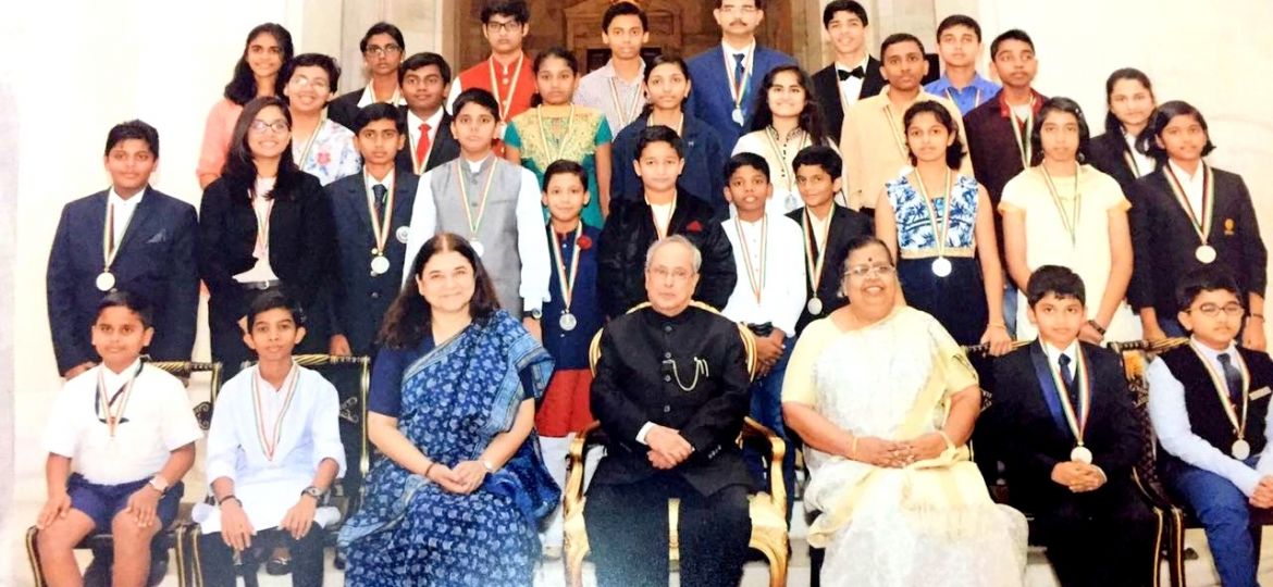 National Child Award winners with President Pranab Mukherjee