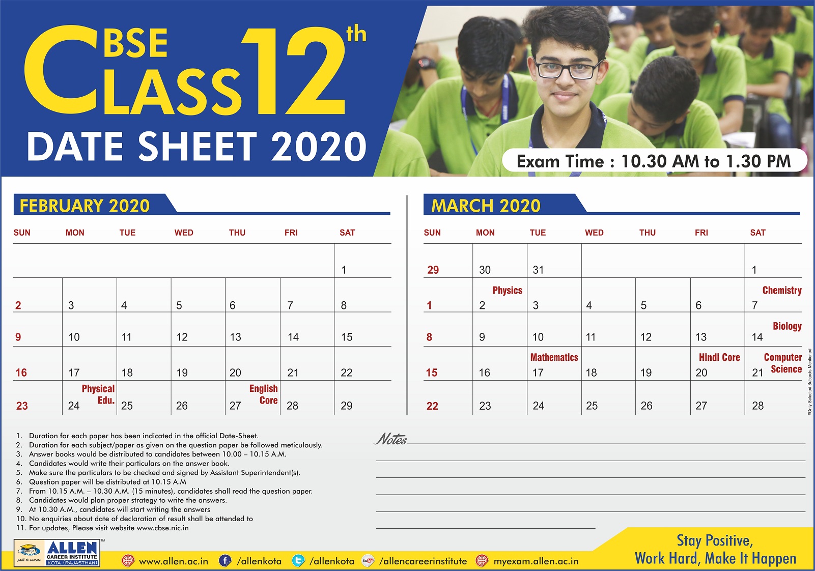 CBSE Class 12th Date Sheet