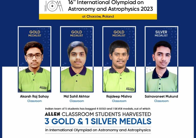 MyExam ALLEN students won 3 gold medals & 1 Silver Medal in IOAA